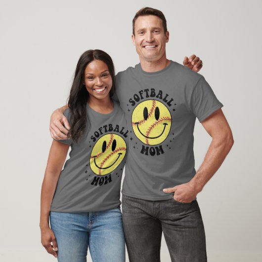 T-shirt Funny Softball Maman Softball Vibes Smile Face Mem (Unisexe)
