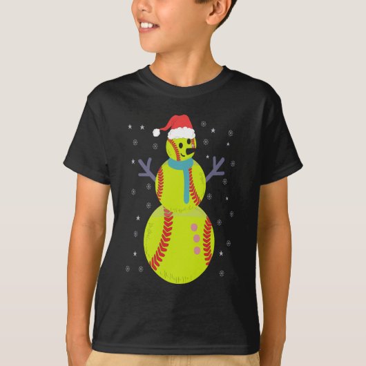 T-shirt Funny Softball Snowman Noël Nouvel An Cadeau (Devant)