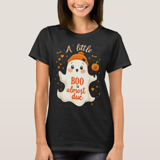 T-shirt Funny Soky Pregnancy A Little Boo Is Almost Due Ha (Devant)