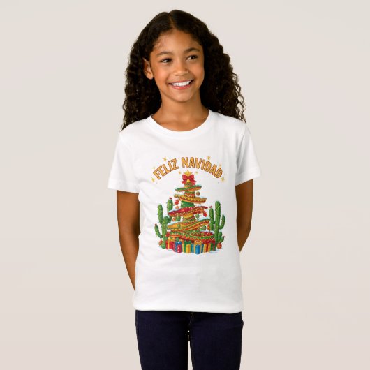 T-Shirt Funny Sombrero Stack Christmas Tree Feliz Navidad (Devant entier)