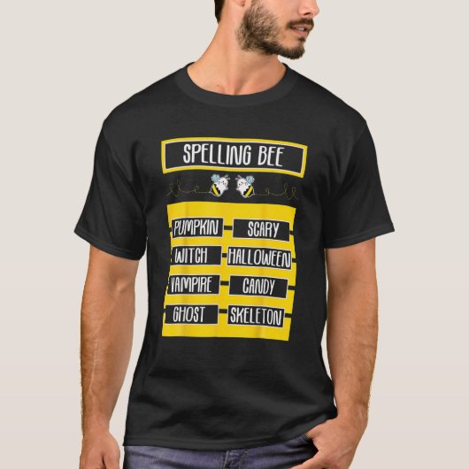 T-shirt Funny Spelling Bee Pun Halloween Costume For Teach (Devant)