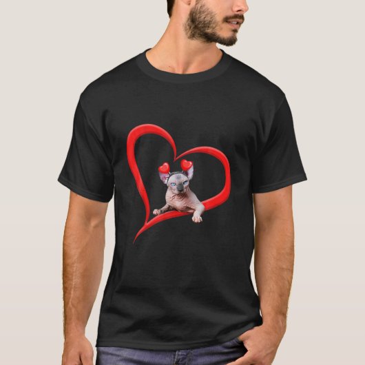 T-shirt Funny Sphynx Chat Valentine Pet Kitten Amoureux de (Devant)