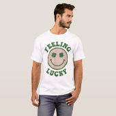 T-shirt Funny St Patrick Day Feeling Lucky Smile Face (Devant entier)