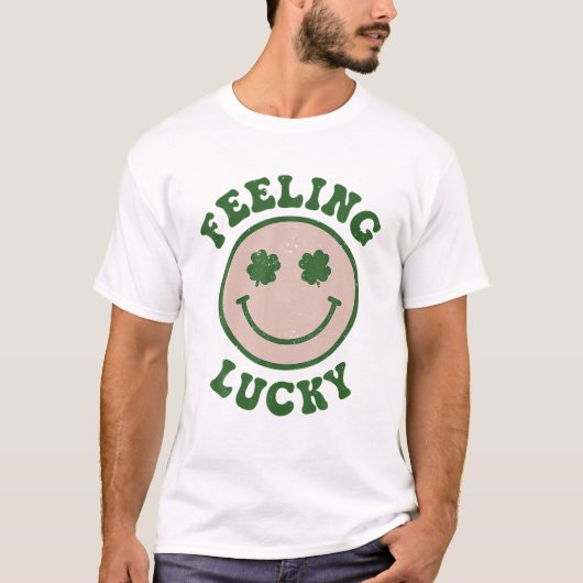T-shirt Funny St Patrick Day Feint Lucky Smile Face Meme (Devant)