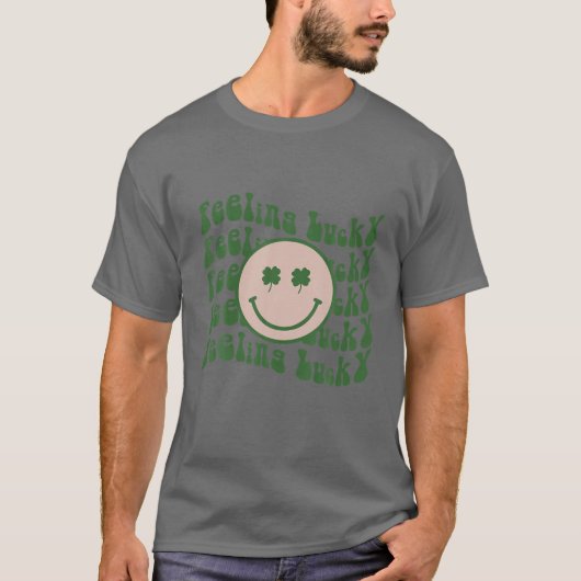 T-shirt Funny St Patrick Day Feint Lucky Smile Face Meme (Devant)