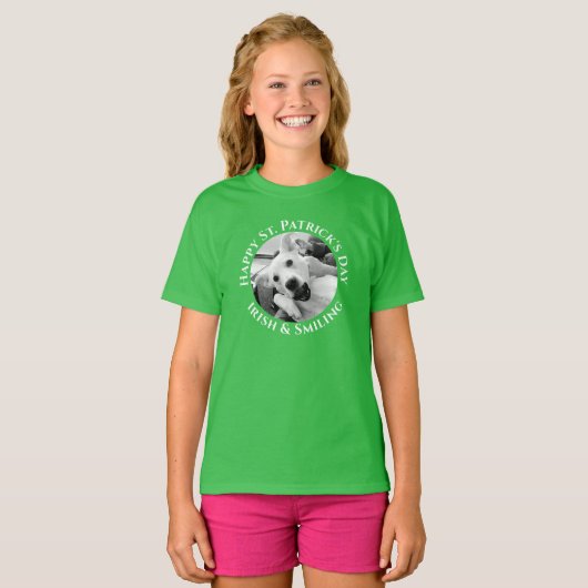 T-shirt Funny St. Patrick's Day Irlandais et chien sourian (Devant entier)