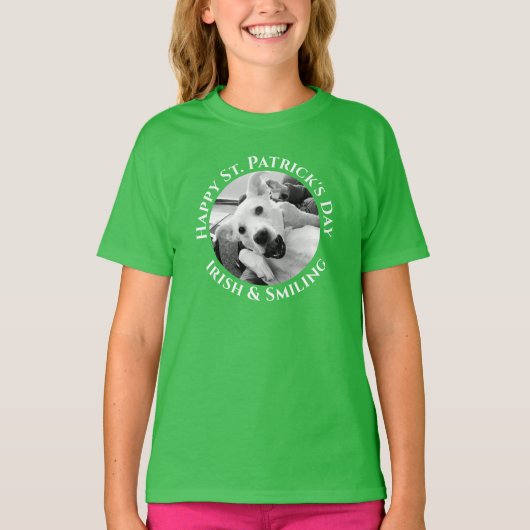 T-shirt Funny St. Patrick's Day Irlandais et chien sourian (Devant)