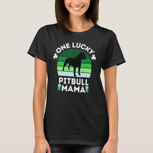 T-shirt Funny St Patrick's Day One Lucky Pitbull Mama Pitb (Devant)