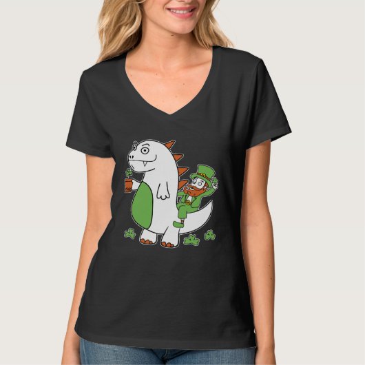 T-shirt Funny St Patrick's Day Shirt Leprechaun Dragon Clo (Devant)