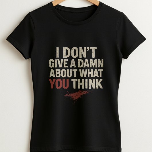 T-shirt Funny Statement Tee; Cute Sassy Adult I don't Care