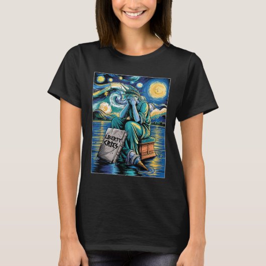 T-shirt Funny Statue Des Crimes De Liberté, Van Gogh Starr (Devant)