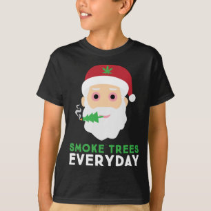 T-shirt Funny Stoner Père Noël Smoke Trees Pajama de Noël
