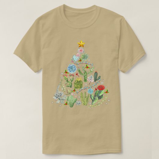 T-shirt Funny Succulent Arbre de Noël Cactus Gardener Xma (Design devant)