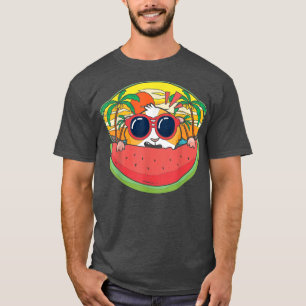 T-shirt Funny Sunglasses Guinea Pig Palm Trees Fruit Water