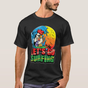 T-shirt Funny Surfer Rooster Surfing Summer Ocean Waves