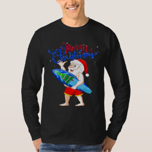T-shirt Funny Surfing Santa Claus Hawaiian Christmas Surfb