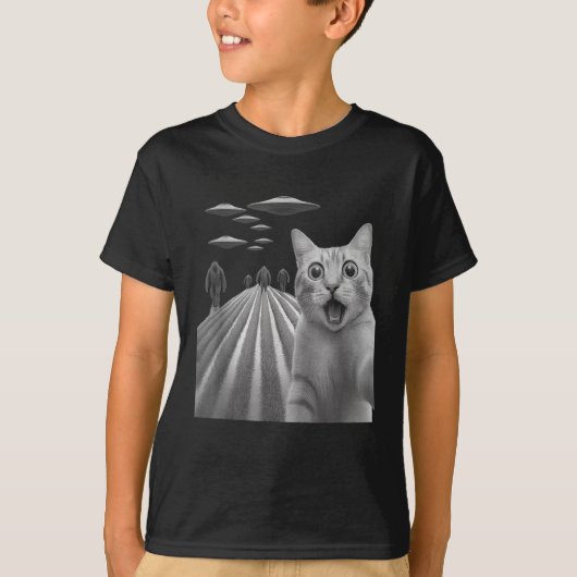 T-shirt Funny Surpris Selfie Chat Peur Avec Le Pied De Feu (Devant)