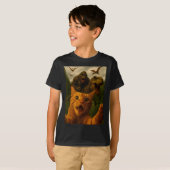 T-shirt Funny Surprised Ed Cat Selfie With Bigfoot T-rex  (Devant entier)