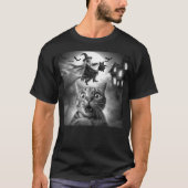 T-shirt Funny Surprised Scared Cat Selfie With Witch For H (Devant)