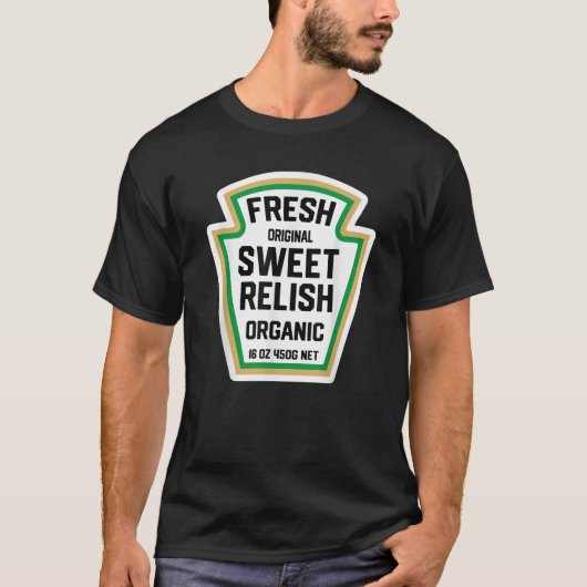 T-shirt Funny Sweet Relish Picktle Étiquette Halloween M (Devant)
