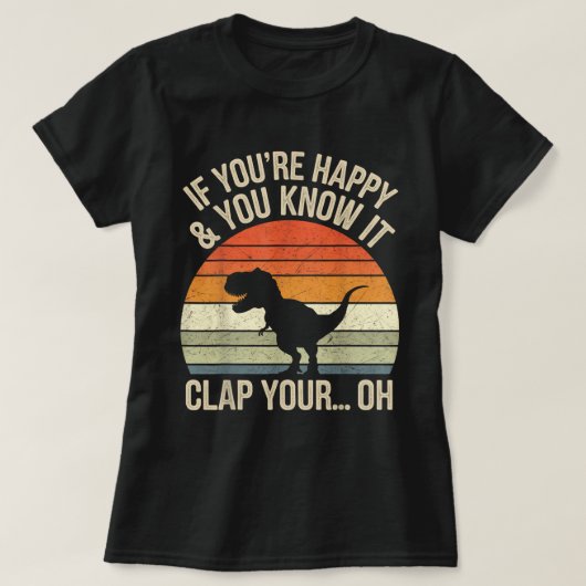 T-shirt Funny T-Rex Dinosaur Meme Retro Sunset Art (Design devant)