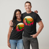 T-shirt Funny T Rex Pizza Retro Sunset Dinosaur (Unisexe)