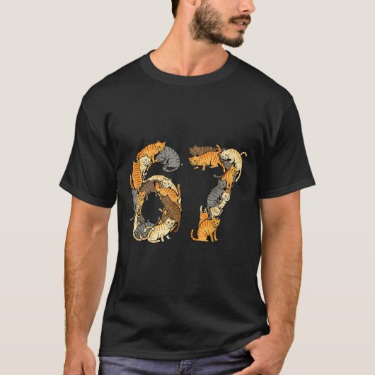 T-shirt Funny Tabby Cats 6 7 Meme Six Seven Love Alley Cat (Devant)