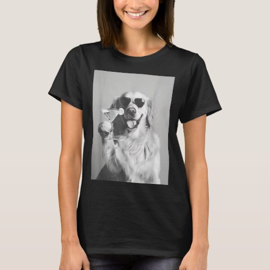 T-shirt Funny Tail Dog Golden Retriever With Sungles Marti (Devant)