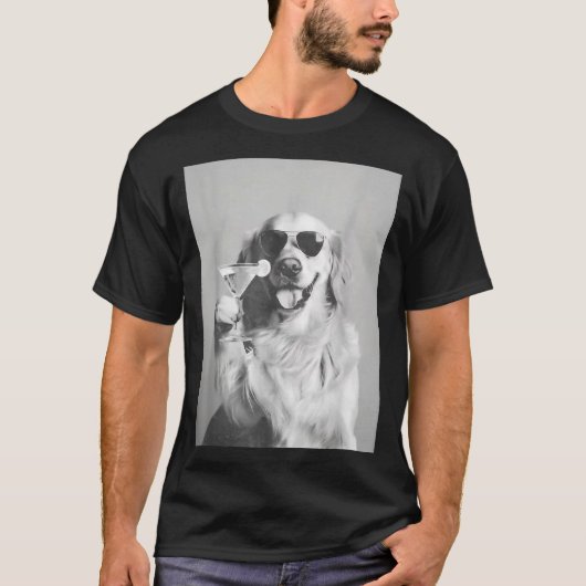T-shirt Funny Tail Dog Golden Retriever With Sungles Marti (Devant)
