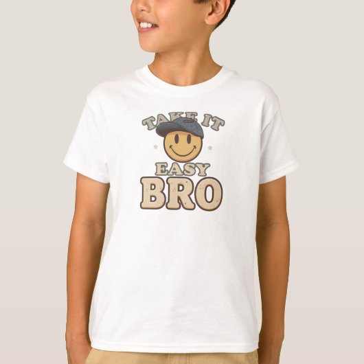 T-shirt Funny "Take It Easy Bro" Smiley Face (Devant)