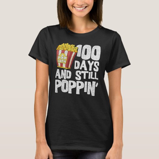 T-shirt Funny Teacher School Student Popcorn 100 Days Of S (Devant)