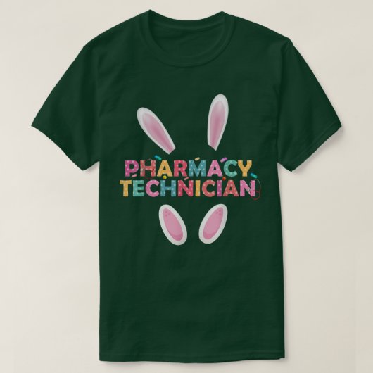 T-shirt Funny Technicien en pharmacie Bunny Pharmaciste Ha (Design devant)