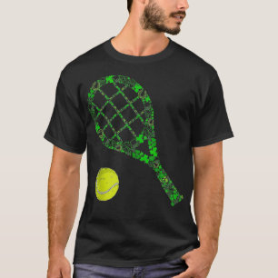 T-shirt Funny Tennis Ball Racket Shamrock Clovers St Patri