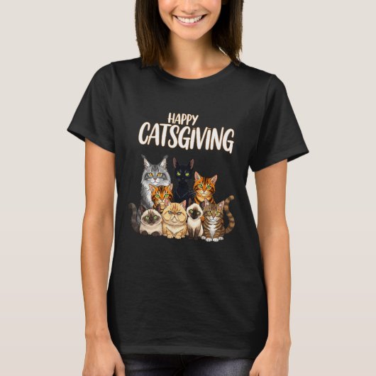 T-shirt Funny Thanksgiving Cat Lovers Gift Happy Catsgivin (Devant)