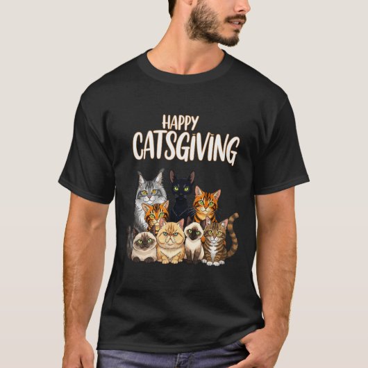 T-shirt Funny Thanksgiving Cat Lovers Gift Happy Catsgivin (Devant)