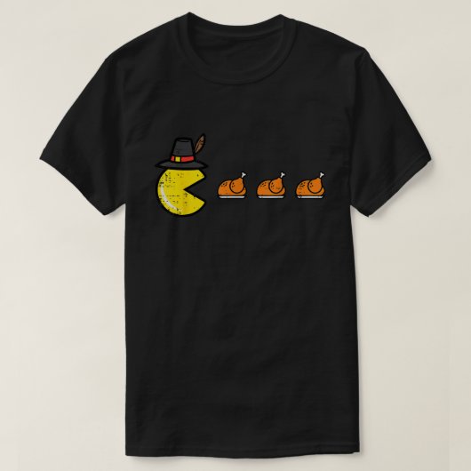 T-shirt Funny Thanksgiving Gamer Turkey Pacman Shirt (Design devant)