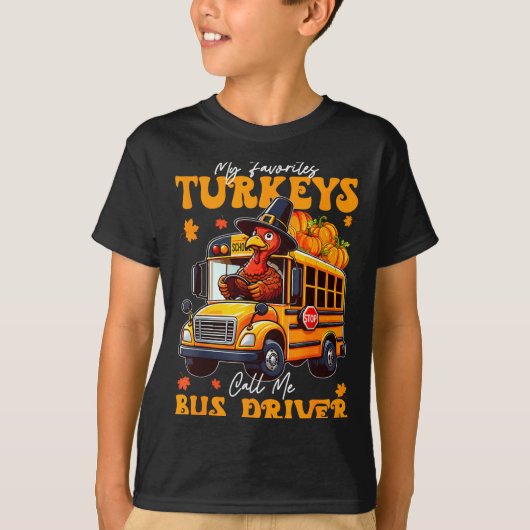 T-shirt Funny Thanksgiving Turkey Bus Driver School Gift  (Devant)
