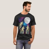 T-shirt Funny Three bird wolf Moon bird wolf Howling With  (Devant entier)
