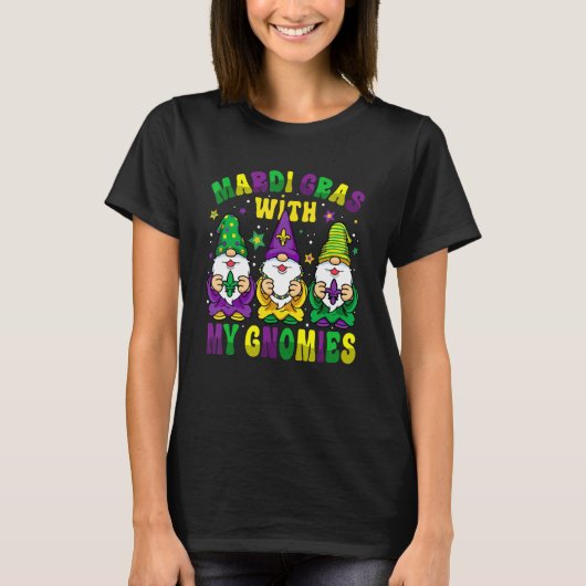 T-shirt Funny Three Gnomes Mardi Gras Parading With My Gno (Devant)