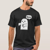 T-shirt Funny Thumbs Down Ghost Screaming Boo Disapproval  (Devant)