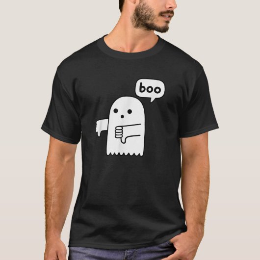 T-shirt Funny Thumbs Down Ghost Screaming Boo Disapproval  (Devant)