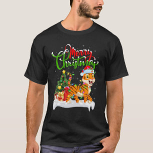 T-shirt Funny Tiger Amoureux des animaux Xmas Éclairage Ti