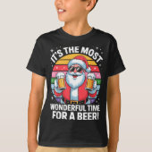 T-shirt Funny Time For A Beer Santa Christmas  (Devant)