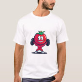 T-shirt Funny Tomato Weightlifter – Cute Gym Cartoon (Devant)