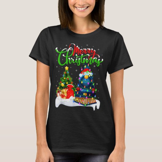 T-shirt Funny Train Lover Xmas Lighting Santa Train Christ (Devant)