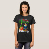 T-shirt Funny Train Lover Xmas Lighting Santa Train Christ (Devant entier)