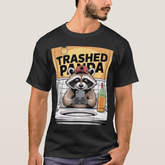 T-shirt Funny Trashed Panda Raccoon Gets Drunk  (Devant)