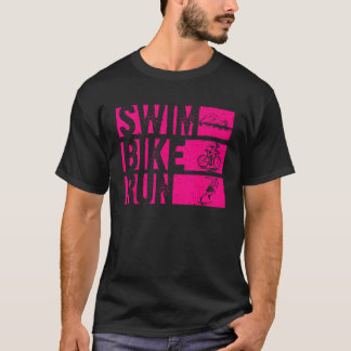 T-shirt Funny Triathlon Swim Bike Run Design Hommes Femmes