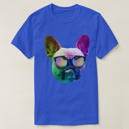 T-shirt Funny Trippy Neon French Bulldog  (Design devant)