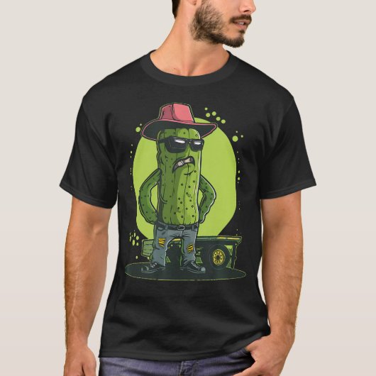 T-shirt Funny Trucker Pickle With Cowboy Hat Costume (Devant)